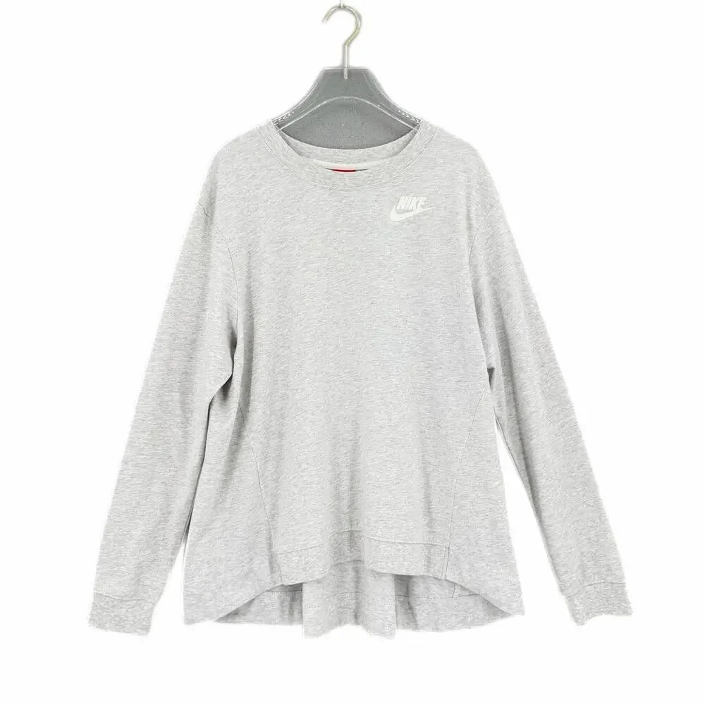 Nike Light Gray Logo Athleisure Lightweight Fall School Simple Sporty Sweatshirt